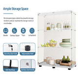 Maxtude 49.17" Tall Tempered Glass Display Cabinet with LED Lights, Curio Cabinet with 3 Shelves with 2 Door, Quick-Install Style Floor Standing Bookshelf File Cabinet for Living Room Office Maxtude