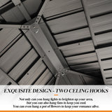 GARTOO 10' x 12' Outdoor Wooden Gazebo - Patio Hardtop Gazebo Permanent Wooden Pavilion with Galvanized Steel Double Roof, Cedar Wood Gazebos for Garden, Lawn, Poolside, Backyard Deck GARTOO