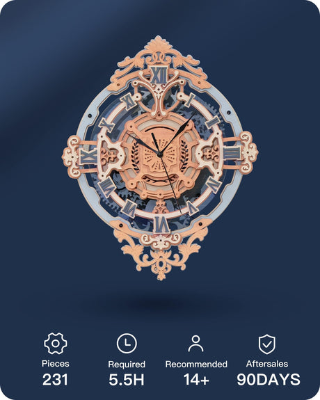 ROKR 3D Wooden Puzzles for Adults-DIY Wall Quartz Clock Kits-Wood Model Kits to Build for Teens Adults-Vintage Room Decor for Men Women ROKR