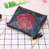 Diamond Painting Kits for Kids & Adult Cross-Body Handbag with Chain 5D DIY Rhinestone Cross Stitch Arts Craft Makeup Shoulder Bag Zipper for Christmas Gift Ross Beauty (Rose) Ross Beauty