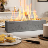 monTEK Tabletop Fire Pit, Concrete Table Top Firepit Indoor Outdoor Decor, Table Top Portable Rubbing Alcohol Fireplace Smores Maker Long Time Burning Smokeless for Patio Balcony with Extinguisher monTEK