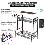 Bathroom Countertop Organizer With Toiletries Basket, 2 Tier Bathroom Counter Storage Rack with Adjustable Feetpad, No-Screw Caddy Stand for Vanity, Sturdy Metal Wire Black, Medium 12.8''L x 7.2''W USHARP