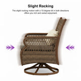 PURPLE LEAF Outdoor Dining Set for 6 All Weather Wicker Patio Dining Set with Hand-Woven Rattan Swivel Dining Chais and Rectangular Aluminum Table for Garden Deck Backyard Kitchen PURPLE LEAF