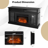 COSTWAY Electric Fireplace TV Stand for TVs Up to 65 Inches, 1400W Heater Insert with Remote Control, 6H Timer, 3-Level Flame, Overheat Protection and CSA Certification, Adjustable Shelves, Black COSTWAY