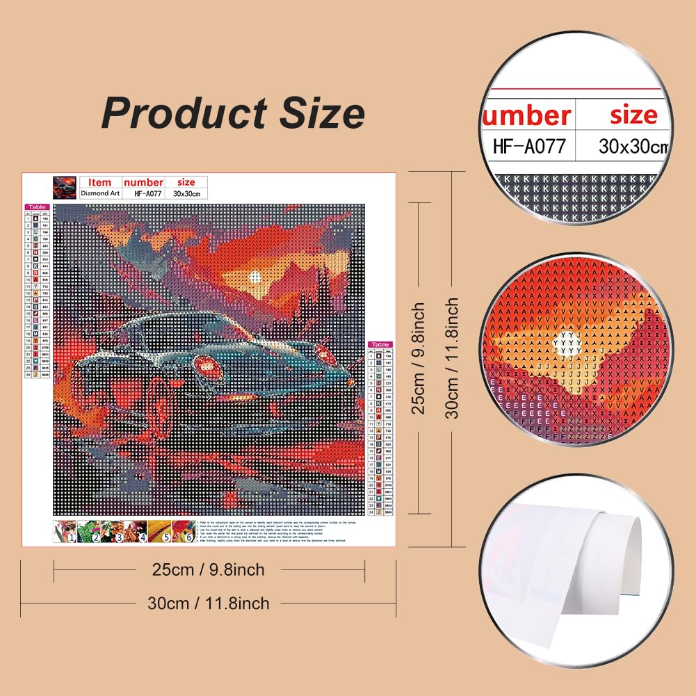 hill froeistung 5D Car Diamond Art Painting Kits for Adults,Sun Diamond Art for Beginners, DIY Full Drill Mountain Diamond Art Painting for Wall Decor,12x12inch hill froeistung