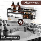 WOWBOX Shower Caddies 2 Pack - Adhesive Hanging Shower Shelf - Bathroom Organizers and Storage, No Drilling Stainless Shower Shelves for Home Decor, Bathroom Accessories WOWBOX