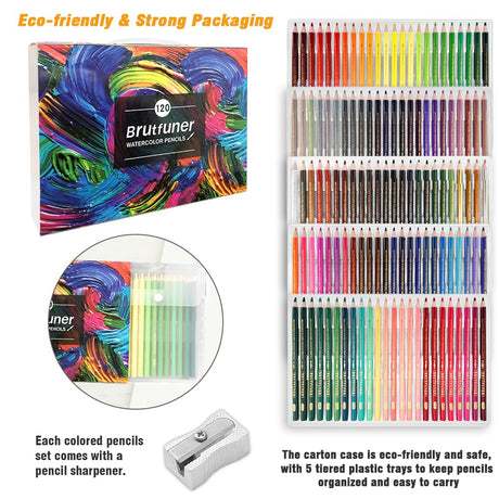 LBW Watercolor Pencils 120 Professional Water Colored Pencils for Adult Coloring Book Blending Sketching LBW