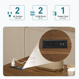 RALGEND Kitchen Island with Storage, Kitchen Cart with Charging Station, Rolling Kitchen Island Table with Drop-Leaf, 3 Drawers, Barn Doors, Towel Rack and Spice Rack, White and Walnut RALGEND