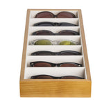 J JACKCUBE DESIGN Wooden 7 Compartments Eyeglass Display Organizer Eyeglasses Sunglass Storage Case Box Eyewear Tray Stand Open Top Suede Inside(17.8 x 7.1 x 1.9) – MK374A J JACKCUBE DESIGN