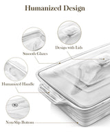 MALACASA Large Casserole Dish with Lid, 4.4 Quart Ceramic Baking Dish for Oven, 13 x 9 Lasagna Pan Deep with Lid, Microwave, Dishwasher Safe, Series BAKE-GREY MALACASA