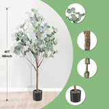 Artificial Eucalyptus Tree, 4FT Tall Faux Eucalyptus Tree, Artificial Plants with Realistic Trunk and Lifelike Leaves for Home Office Decor 4FT Fake Eucalyptus Tree for Home House Office Décor CETRD