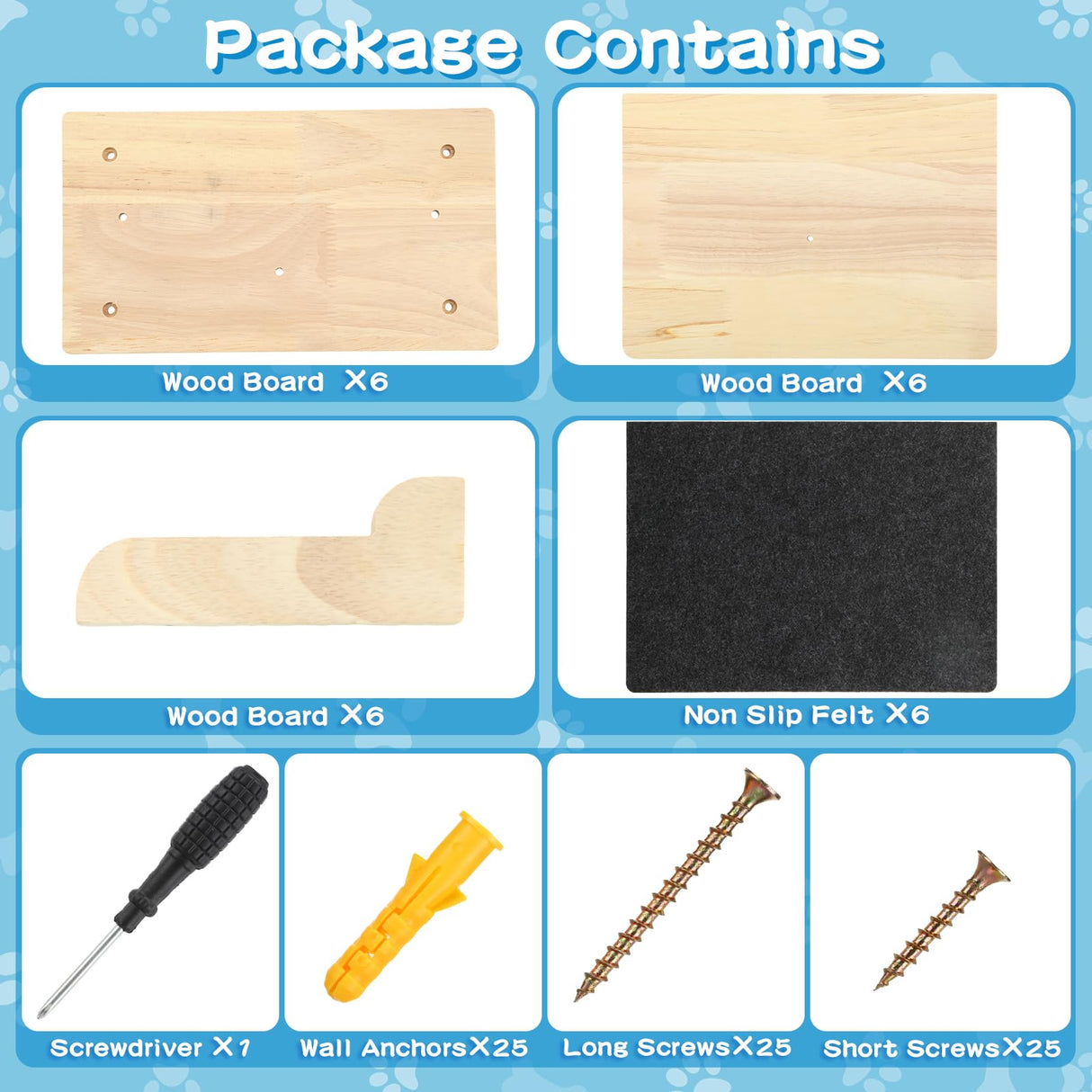 Lenwen Set of 6 Cat Wall Steps Shelf Shelves Wood Cat Climbing Shelves for Cat Mounted Furniture Cat Wall Bed Wood Cat Stairs with Non Slip Felt for Springboard Playing(Classic) Lenwen