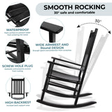 TLGREEN Outdoor Rocking Chair, Solid Wood Oversized Rocking Chair Outdoor with Wide Seat，All Weather Porch Patio Wooden Rocking Chair, Easy to Assemble for Indoor,Outdoor （Black） TLGREEN