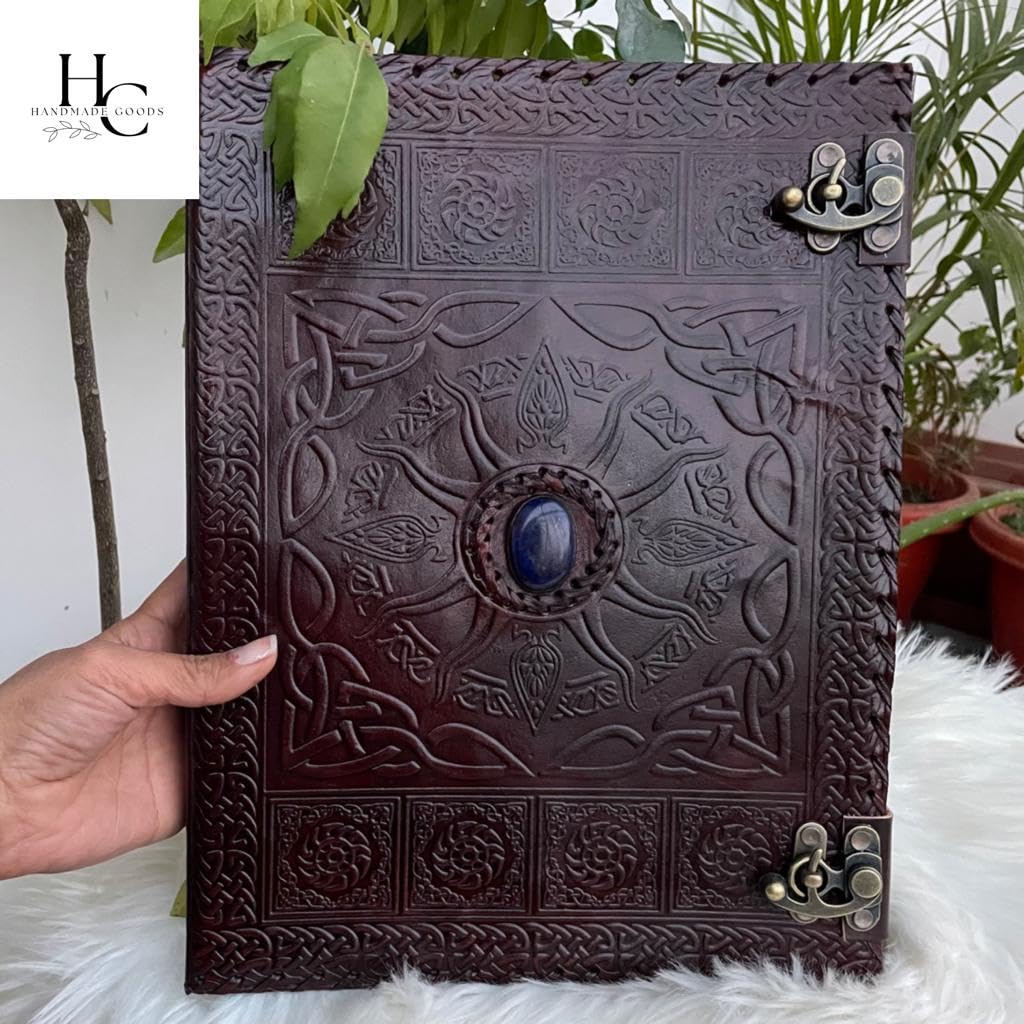 handborncraft Personalized Binder Leather Binder, Custom Binder, Leather 3-Ring Binder, Leather Portfolio Men, Wedding Planner, Sun with Stone Leather Binder, Office Gifts, Corporate Gift handborncraft