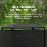 Sunjoy Wood Burning Fireplace, Outdoor Patio Steel Fireplace with Chimney, Log Holders, Fireplace Tool and PVC Cover, Black Sunjoy