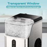 EUHOMY Nugget Ice Makers Countertop, Pebble Ice Maker Machine with 35lbs/24H Soft Ice, Self-Cleaning Sonic Ice Maker with Ice Scoop&Basket, Pellet Ice Maker for Home/Kitchen/Office(Stainless Steels) EUHOMY