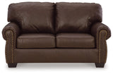 Signature Design by Ashley Colleton Classic Leather Match Loveseat with Nailheads, Dark Brown Signature Design by Ashley