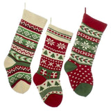 Kurt Adler Heavy Knit Snowflake and Chrismas Tree Stocking - 3 Assorted Kurt S. Adler