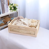 YRMT Wooden Baskets Shallow Wood Storage Basket Crate with Handles Decorative Storage Bins Organizer Rustic Farmhouse Countertop Basket for Shelves,Pantry,Kitchen YRMTKIHE