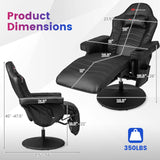 POWERSTONE Gaming Recliner, Adjustable Massage Gaming Chair with Cup Holder Footrest Ergonomic Single Sofa Living Room Home Theater Seating with Side Pouch (Black) POWERSTONE