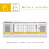 PawHut Rabbit Hutch, Bunny Cage, Guinea Pig House with Pull-Out Tray, and Divided Board for Indoor, White PawHut