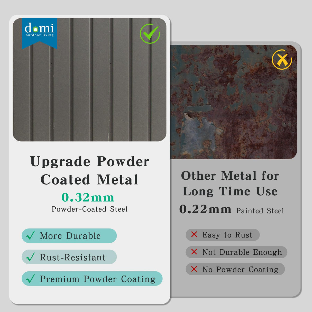 Domi 12x25FT Outdoor Metal Garage Shed, Extra Large Carport with Skylights & Dual-Entry, Backyard Storage Shed for Car, Truck, Lawn Mower and Tool, Dark Grey domi outdoor living