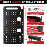 NattyDot Power Tool Organizer Wall Mount with Charging Station,Cordless Tool Organizer 8 Drill Holder, 4 Layer Storage Rack for Garage Organization,Tool Holder with 8 Outlet Power Strip (Red) NattyDot