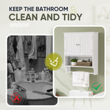 Smuxee White Bathroom Cabinet Wall Mounted with Towels Bar, Bathroom Medicine Cabinet with 2 Door Adjustable Shelves, Over Toilet Cabinet for Bathroom Laundry Room Kitchen Smuxee