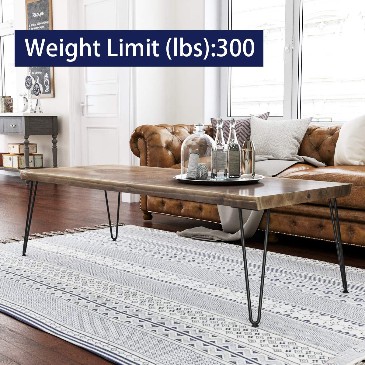 SMARTSTANDARD 16" Hairpin Furniture Legs, Metal Home DIY Projects for Nightstand, Coffee Table, Desk, etc with Rubber Floor Protectors Black 4PCS SMARTSTANDARD