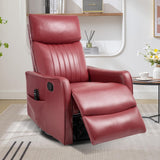 Trustyue Swivel Rocker Recliner Chair, 360° Swivel Recliner with Heat and Massage, Rocker Recliner Nursery Glider Chair with Side Pockets for Living Room (Red, Faux Leather) Trustyue