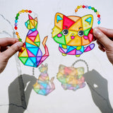 Winlyn 24 Sets Cat Suncatcher Ornaments Decorations DIY Window Paint Art Craft Kits Rainbow Kitten Sun Catchers Painting Kit for Kids Classroom Activities Birthday Summer Camping Party Art Project Winlyn