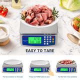 Large Digital Kitchen Scale 30KG Commercial Food Scale 66LB for Baking Bread Meat Stainless Steel Price Computing Scale LCD Display,Prep Counting Scale for Parts and Coins Adapter Included RUJIXU