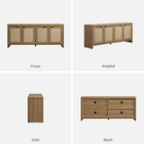 SICOTAS TV Stand for Living Room Rattan Entertainment Center for Bedroom with 4 Rattan Cabinets Farmhouse Television Stands with Storage Large Media Console Table for TVs up to 50 55 60 65 Inch SICOTAS