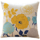 sykting Floral Spring Summer Pillow Covers 18x18 Pack of 2 Farmhouse Cotton Linen Outdoor Pillow Covers for Patio Furniture Porch Blue and Yellow Throw Pillow Covers for Couch Sofa Bed Chair sykting