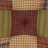 VHC Brands Tea Cabin Chair Pad Patchwork Log Cabin Country Rustic Lodge Design, Moss Green and Deep Red VHC Brands