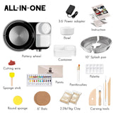 Pottery Wheel for Adults - Complete Pottery Tools Kit for Beginners, 6" Turntable Two-Way Rotation Adjustable Speed, 2.2 lbs. Air Dry Clay, Mini Clay Making Pottery Wheel with Storage Design (Black) Insnug