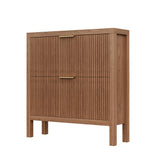 Vudanfe Modern 2-Tier Flip Drawer Shoe Cabinet, Freestanding Hidden Slim Narrow Shoe Rack Cabinet, Wooden Large Capacity Shoe Storage Cabinet Shoe Organizer, for Entryway, Hallway, Walnut X2 Vudanfe