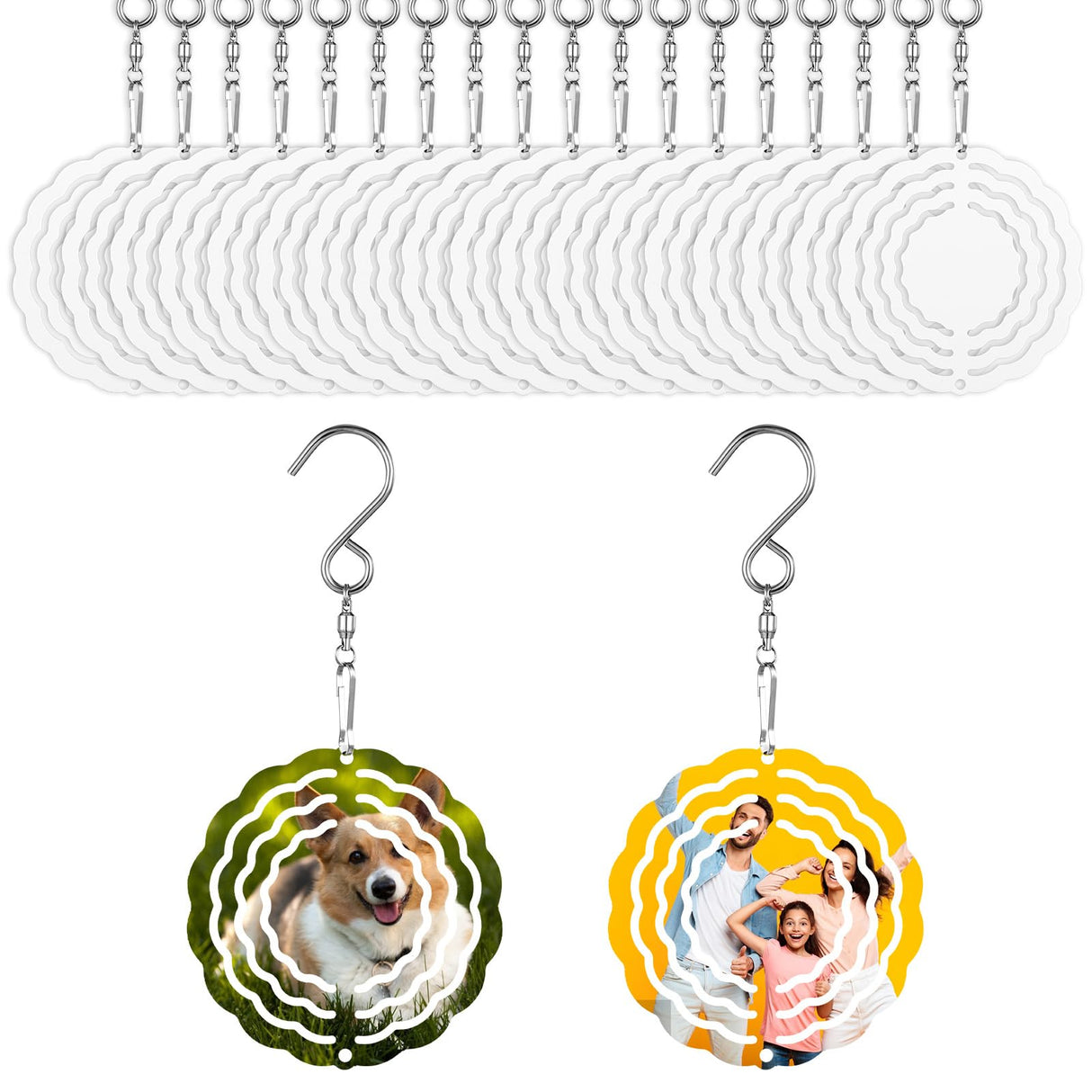 20 Pcs Sublimation Wind Spinner Blanks 3 Inch Heat Press Transfer Sublimation Blank Gift DIY Crafts Sublimation Ornaments for Indoor Outdoor Garden Yard Decoration Telooco