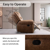 INZOY Leather Recliner Chair, Heavy Duty Manual Reclining Sofa Single Lounge Sofa for Living Room, Home Theater Seating, Light Brown INZOY