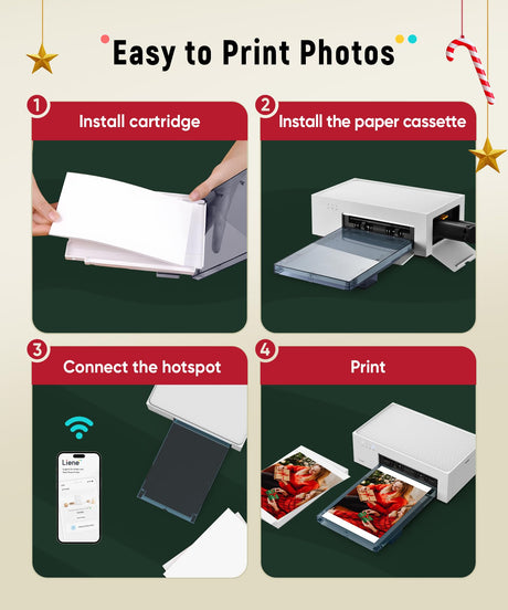 Liene 4x6'' Photo Printer, Wi-Fi, 20 Sheets, Full-Color, Instant Printer for iPhone, Android, Smartphone, Thermal dye Sublimation for Home Use Liene
