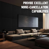 Frienda 6 Pcs 47.2 x 23.6 Inch Acoustic Wood Wall Panels Decorative Soundproof Wall Panels 3D Slat Wood Panels for Home Office Cinema Interior Wall Frienda