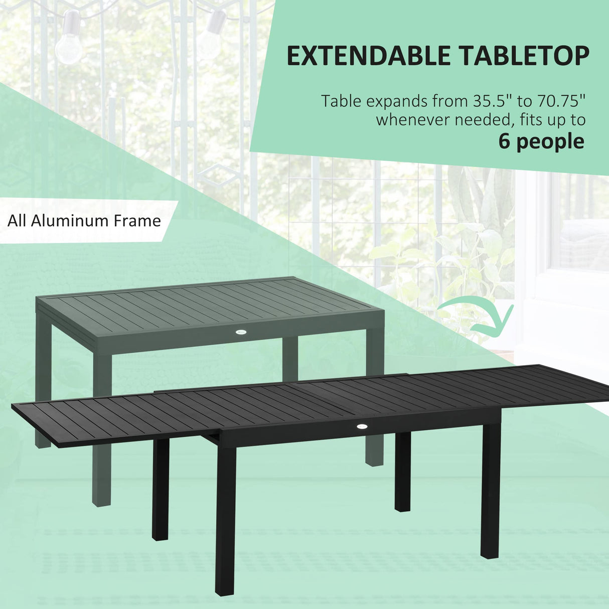 Outsunny 9-Piece Patio Dining Set for 8, Outdoor Aluminum Frames Dining Furniture Set with Expandable Table, Adjustable High Back Portable Chairs and Mesh Fabric Seats, Black Outsunny