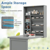 Tangkula Wall Mounted Desk, Fold Out Convertible Floating Desk, Multi-Function Murphy Desk for Home Office, Space Saving Computer Desk Hanging Table with Storage Area Tangkula