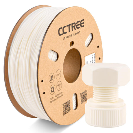 CCTREE 3D Printer ASA Filament 1.75MM High Speed ASA Filament UV-Resistant, Great for Outdoor Functional Parts,Heat & Weather Resistant 3D Printer Filament 1kg (2.2lbs) Sppol (White) CCTREE