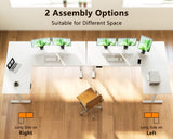 Casaottima 63 Inch Reversible Electric L Shaped Standing Desk, Height Adjustable Corner Stand up Desk, Ergonomic Large Lift Table for Home, Office, Workstation, White Casaottima