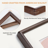 Axeman 8 x 10 Picture Frame - Solid Walnut Frame 8x10 Matted to 5x7 - Rounded Corner Walnut Photo Frame 8 by 10 with Tempered Glass - Natural Wood Picture Frame with Removable Ivory Mat - Walnut Axeman