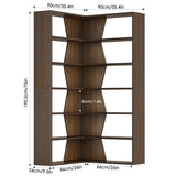 FACBOTALL 6-Tier Corner Bookshelf, Modern Bookshelf and Bookcase, Tall Bookcase Open Display Storage, L Shaped Corner Shelf for Library, Living Room, Home Office, Rustic Brown FACBOTALL