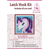 DL-YTG Latch Hook Kits Pillow Unicorn Crochet Yarn Cushion Colour Pre-Printed Canvas Rug Needlework DIY Pillowcase Hook and Latch Kit Home Arts Crafts Sofa Decoration 42x42cm/16X16inch DL-YTG