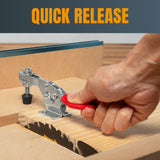 POWERTEC 4PK Toggle Clamp, 500 lbs Holding Capacity, 225D Quick Release Horizontal Clamps w/ Antislip Rubber Pressure Tip for Woodworking Jigs and Fixtures, Welding, Drill Press, Crosscut Sled (20326) POWERTEC