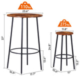 SUPER DEAL Round Pub Dining Set, 3 Piece Small Kitchen Table Set with 2 Counter Height Wood Bar Stools for Kitchen Breakfast, Living Room, Small Space, Rustic Brown SUPER DEAL